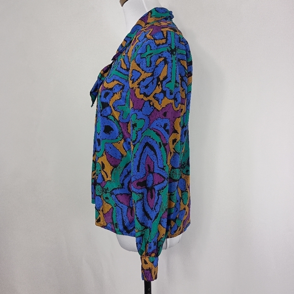 Vintage 80s 90s Alice Womens Multicolor Secretary Top sz 8 Secretary Chic Career - Picture 4 of 9